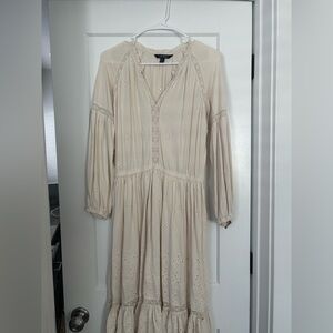 Lauren Ralph Lauren Dress Women S Ivory Boho Long Sleeve Cottagecore Lace Tassel